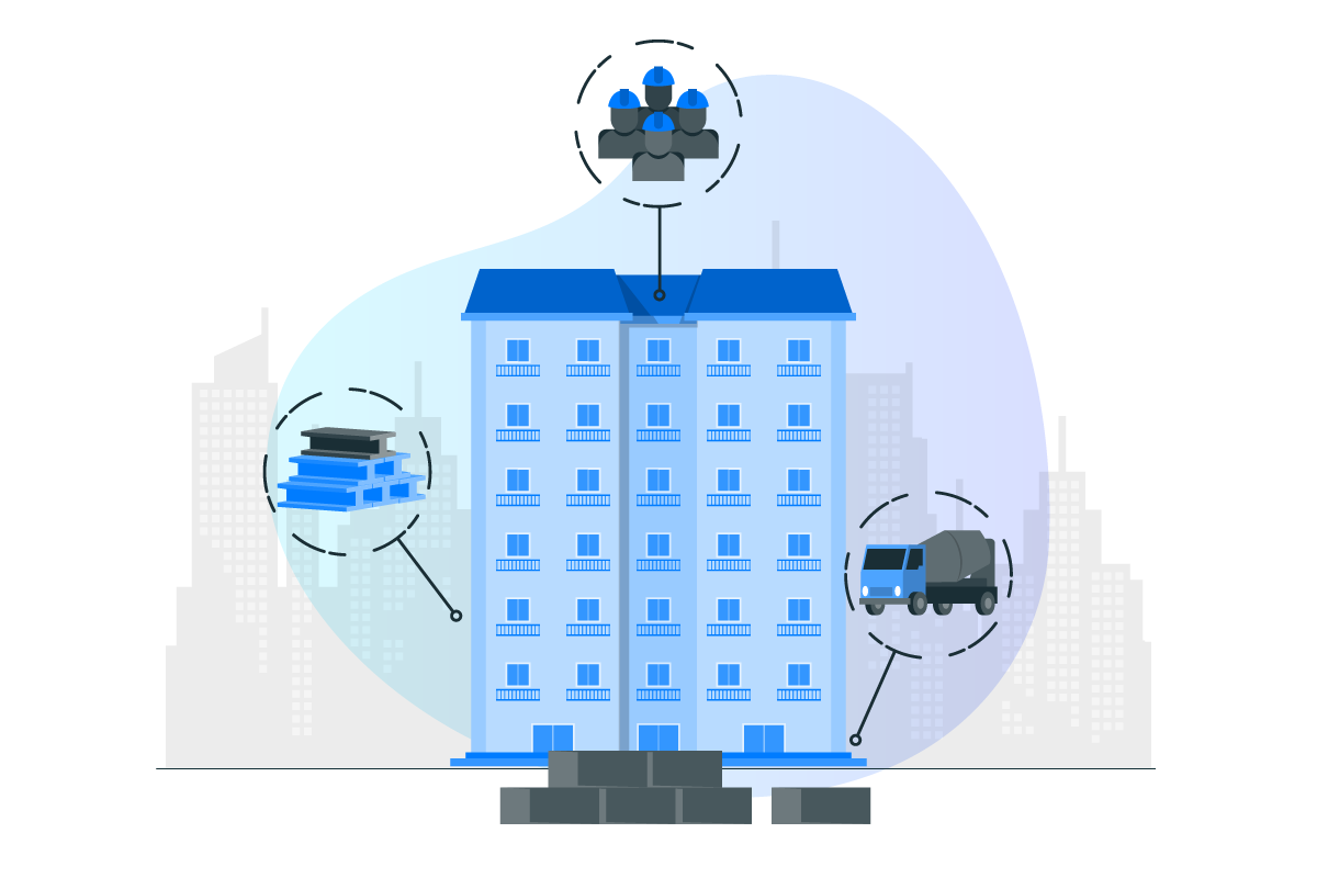 Illustration d'un immeuble avec les des endroits nécessitant des travaux mis en avant