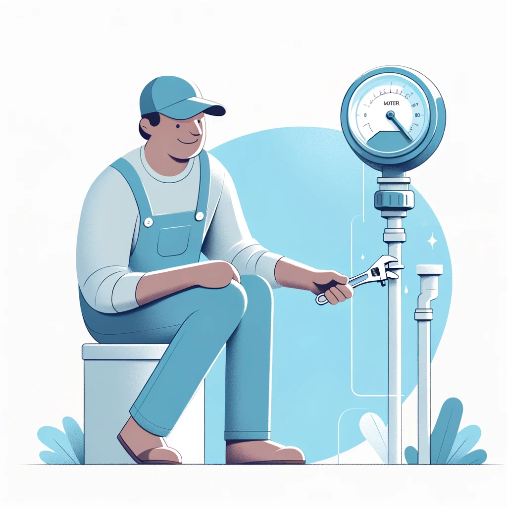 Illustration d'un homme réparant un compteur d'eau