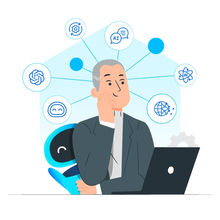 Illustration d'un dirigeant réfléchissant aux applications de l'IA