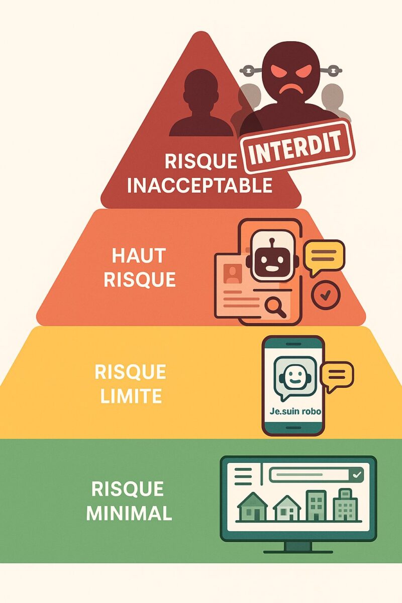 Illustration d'une pyramide représentant les 4 risques de l'IA