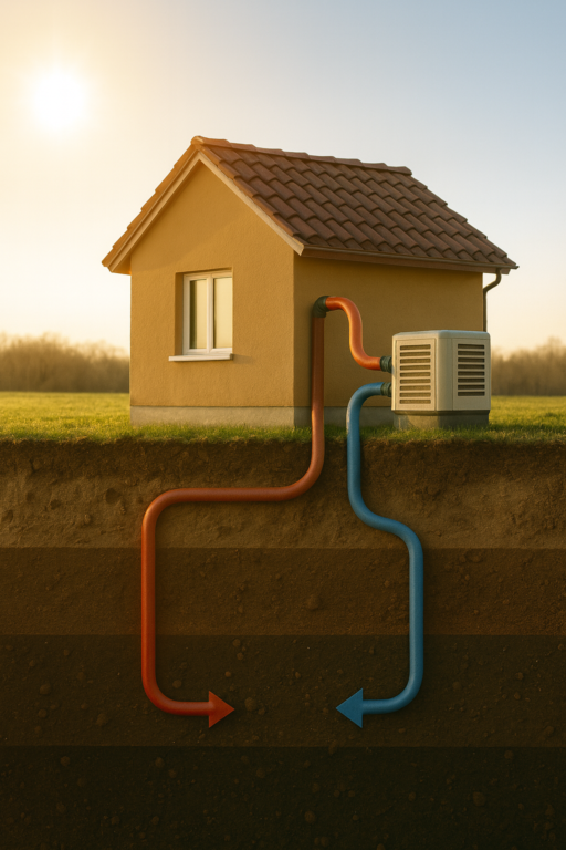 Une maison est équipée d'un système de géocooling